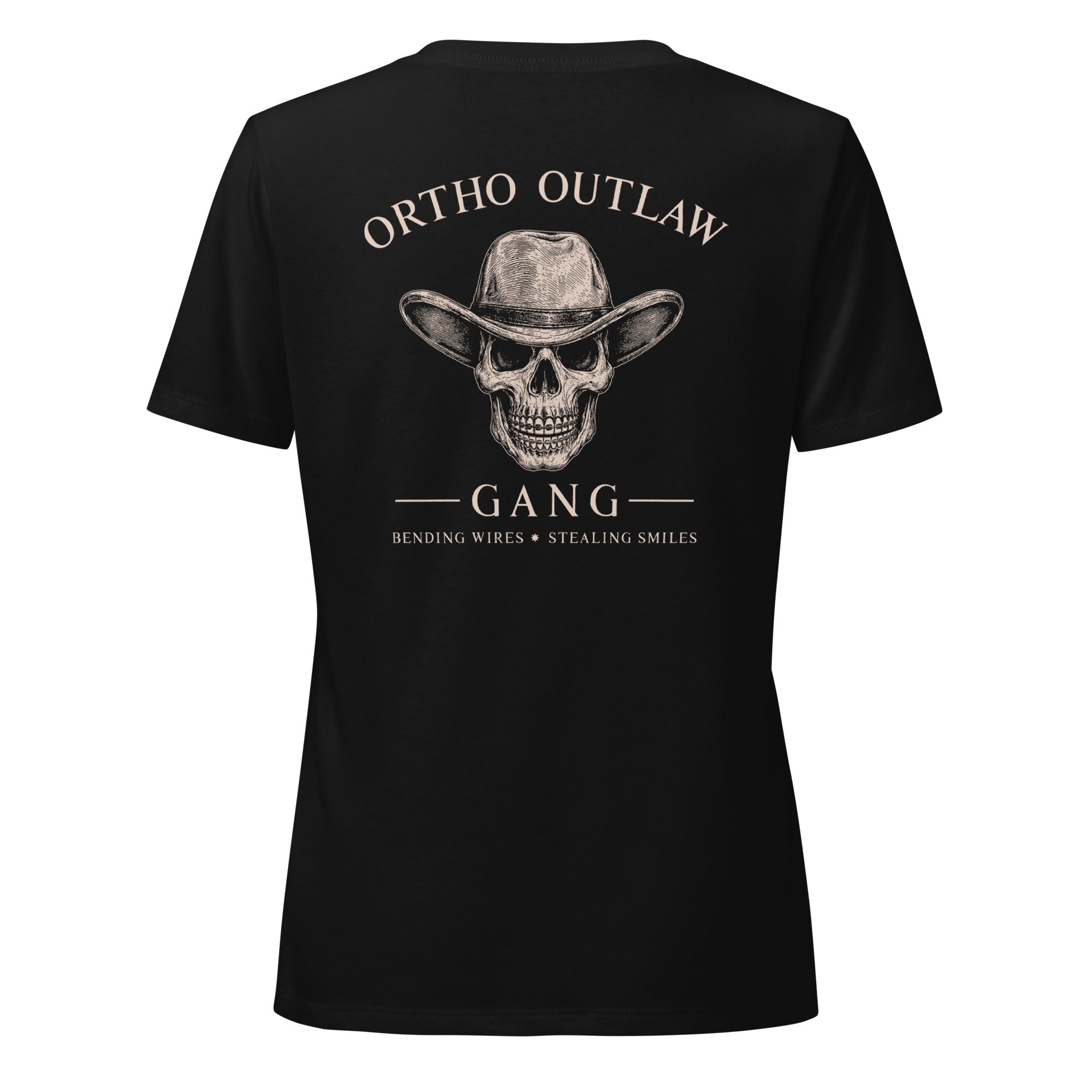 Ortho Outlaw graphic t-shirt orthodontic apparel skull logo design